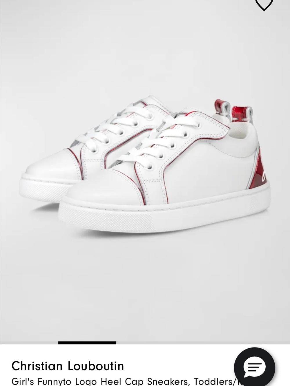 Christian Louboutin Kids White Sneakers with Red Heel Script